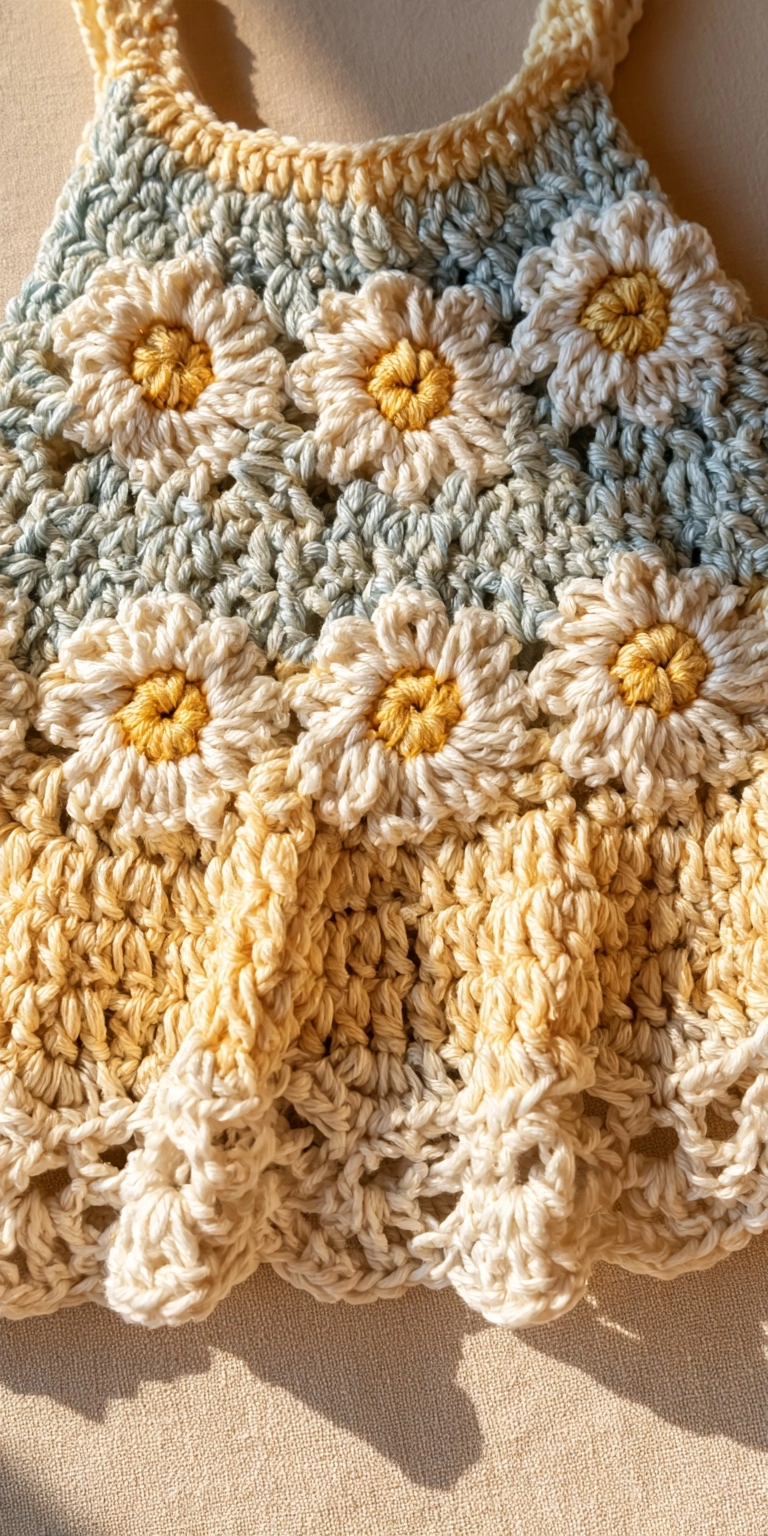 Baby Kleid mit Margeriten häkeln