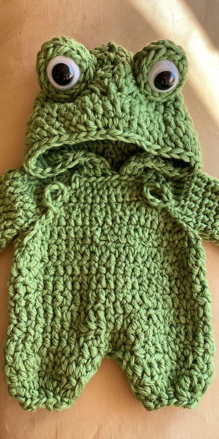 Frosch Baby Strampler mit Kapuze