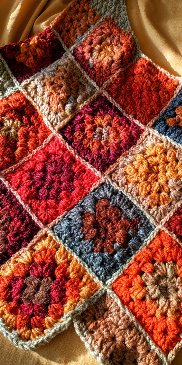 Herbstliche Granny Square Weste