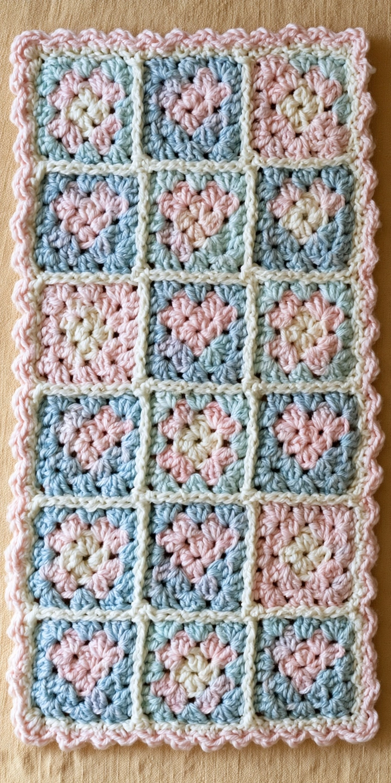Herz Granny Square Babydecke