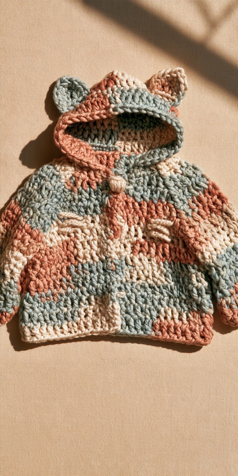 Katzen Baby Cardigan häkeln