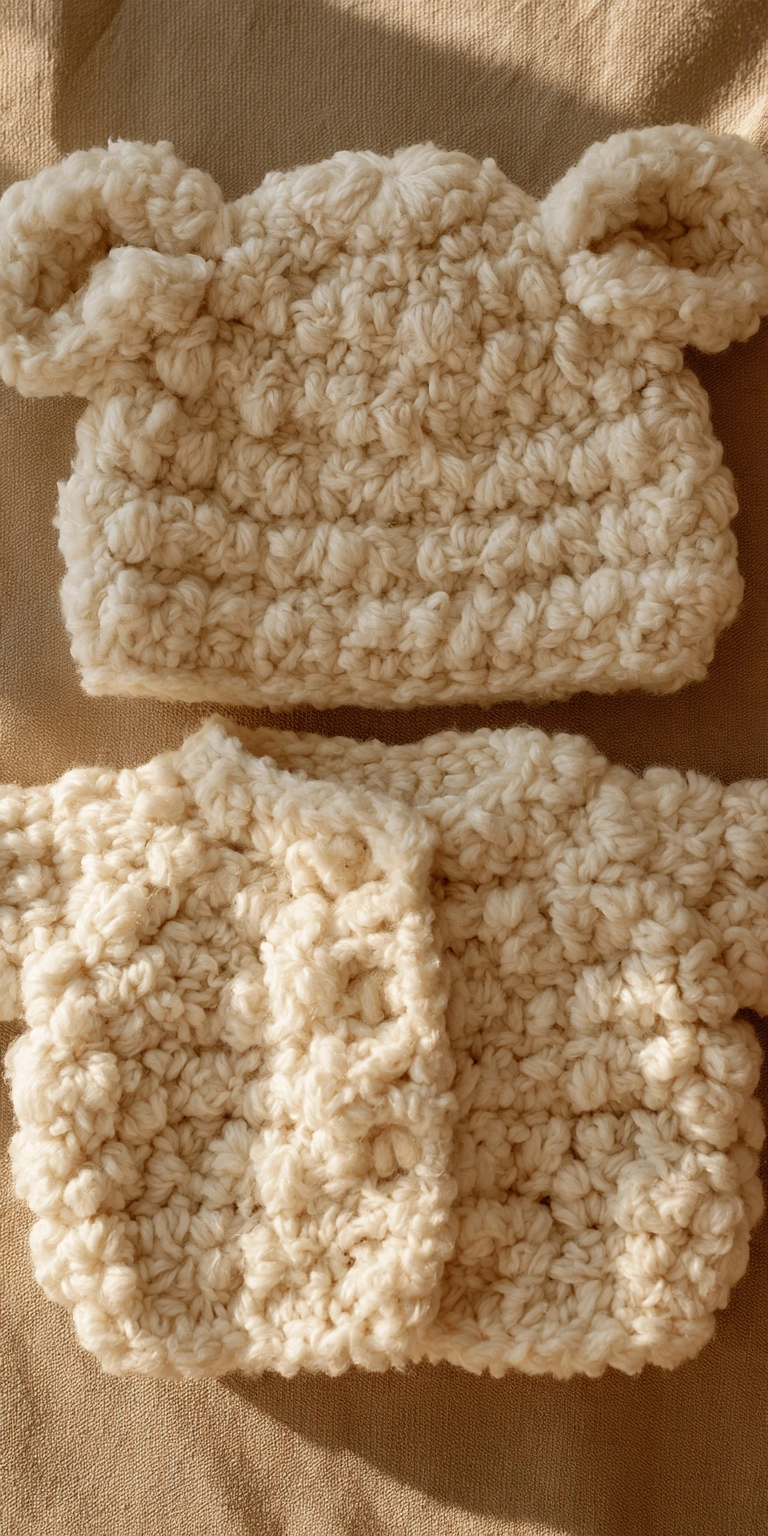 Lamm Baby Mütze und Jacke
