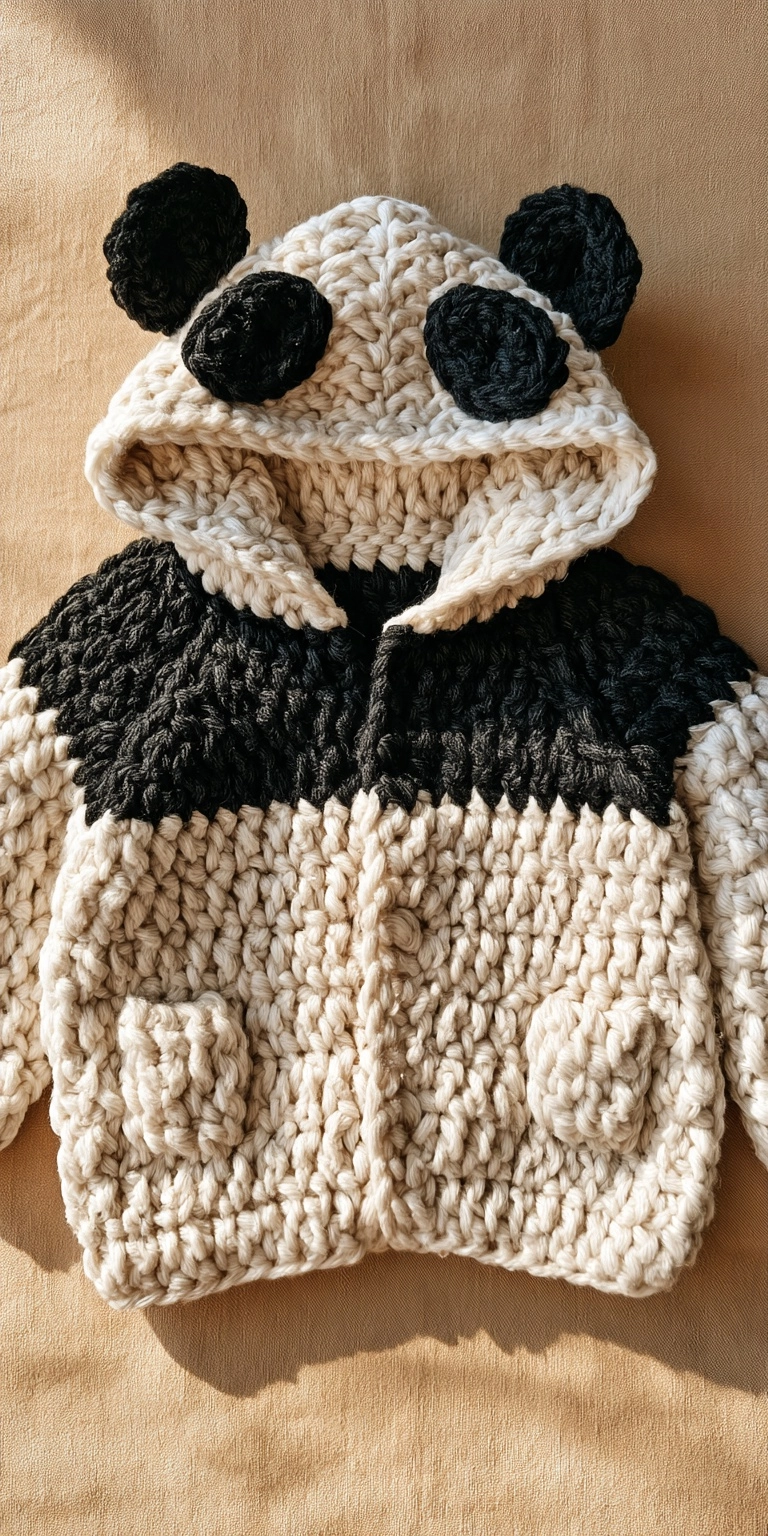 Panda Baby Cardigan häkeln