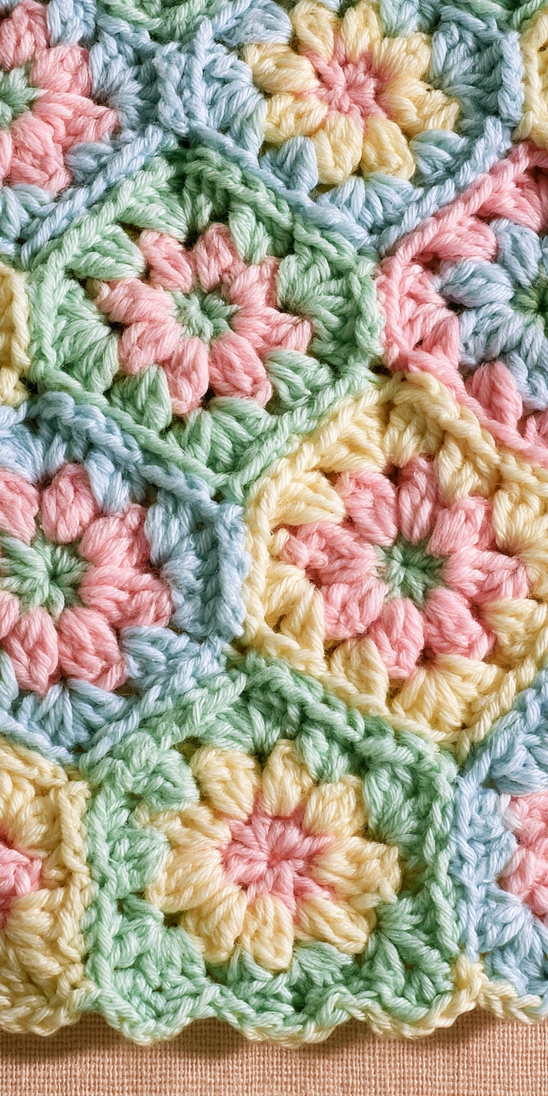 Pastell Granny Square Babydecke