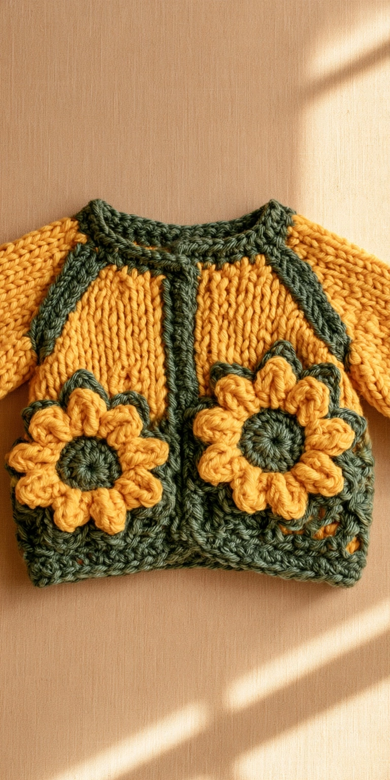Sonnenblumen Babyjacke häkeln