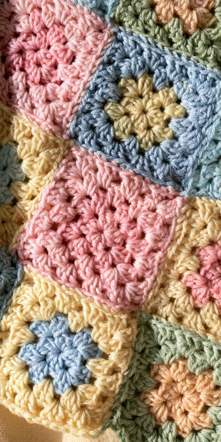 Vintage Granny Square Babydecke