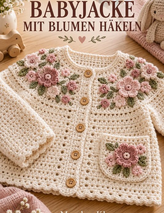 Babyjacke mit Blumen häkeln