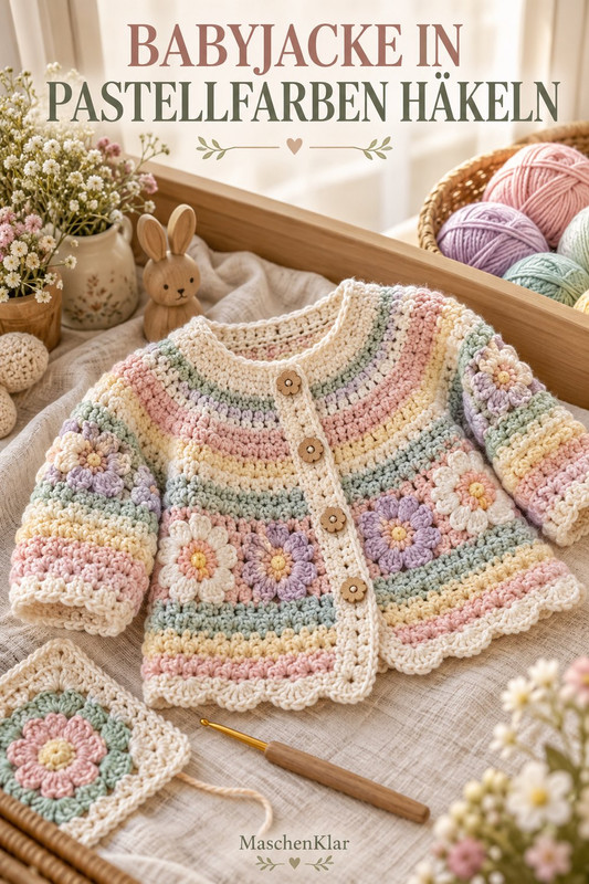 Babyjacke in Pastellfarben häkeln