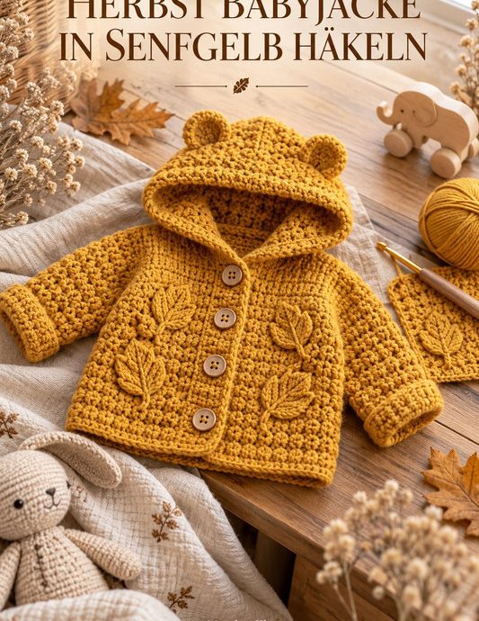 Herbst Babyjacke in Senfgelb häkeln