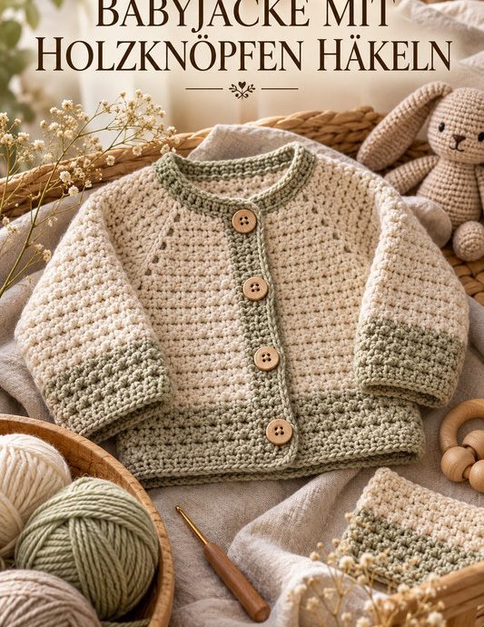 Babyjacke mit Holzknöpfen häkeln
