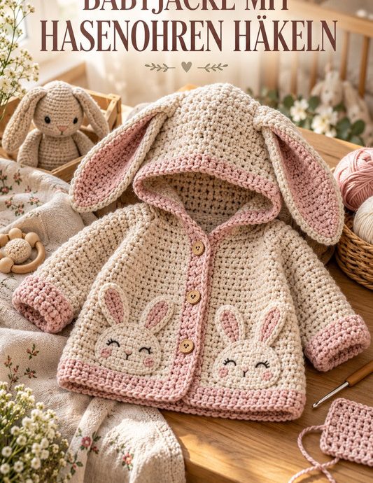 Babyjacke mit Hasenohren häkeln
