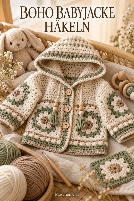 Boho Babyjacke häkeln