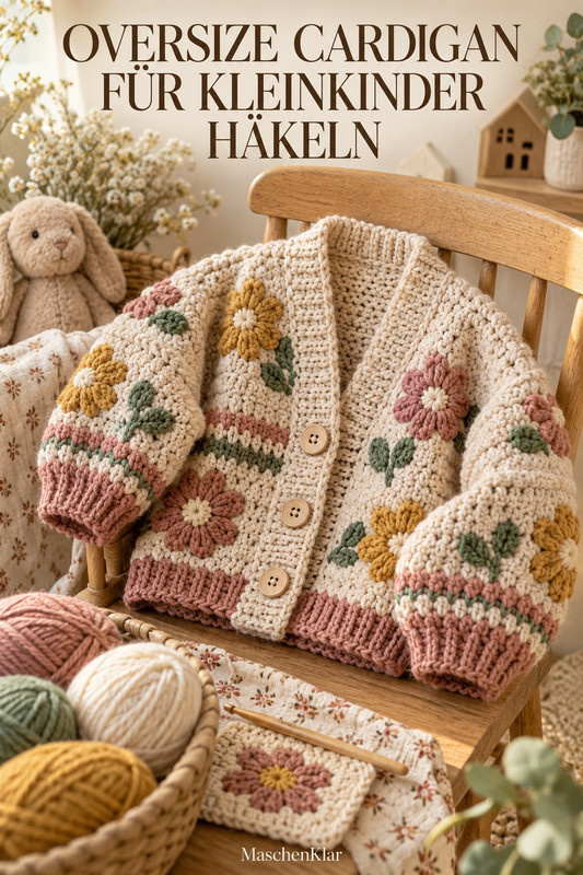 Oversize Cardigan für Kleinkinder häkeln