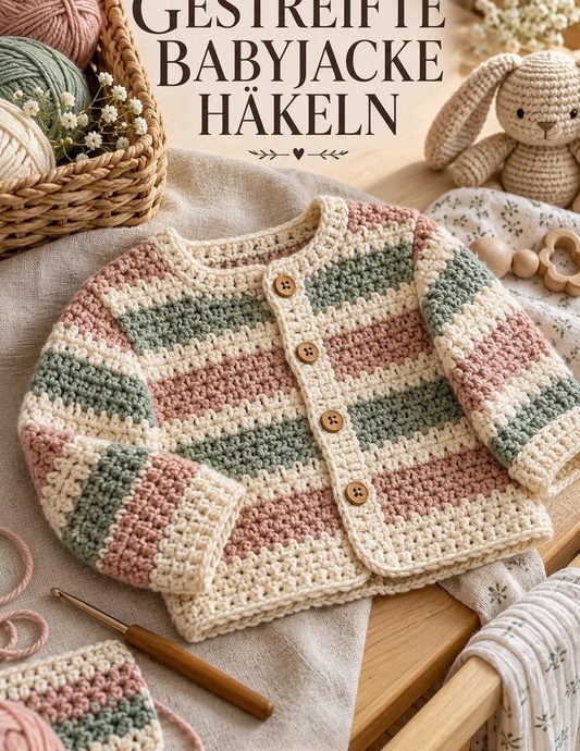 Gestreifte Babyjacke häkeln