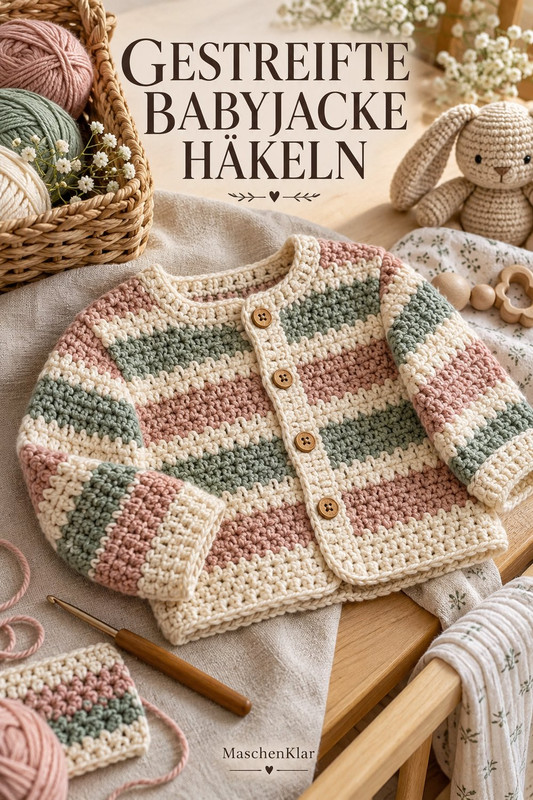 Gestreifte Babyjacke häkeln