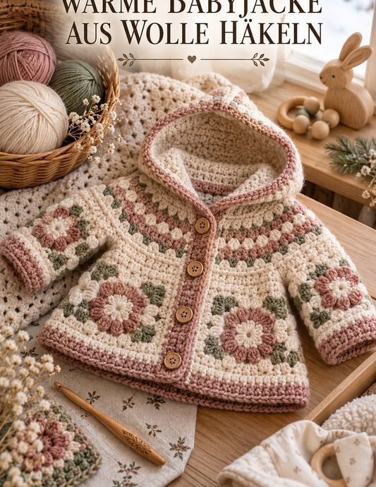 Warme Babyjacke aus Wolle häkeln