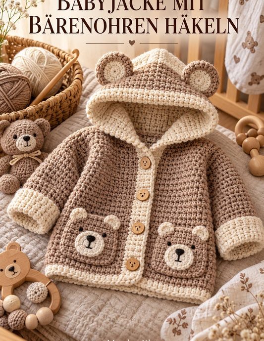 Babyjacke mit Bärenohren häkeln