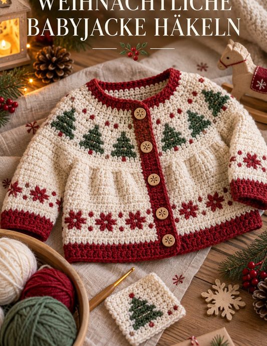 Weihnachtliche Babyjacke häkeln