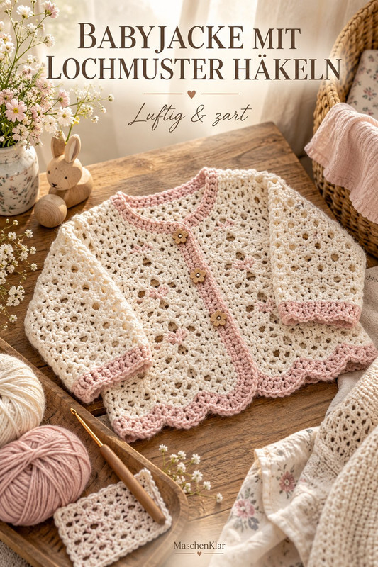 Babyjacke mit Lochmuster häkeln