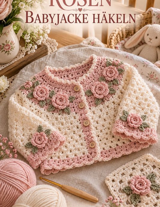 Rosen Babyjacke häkeln