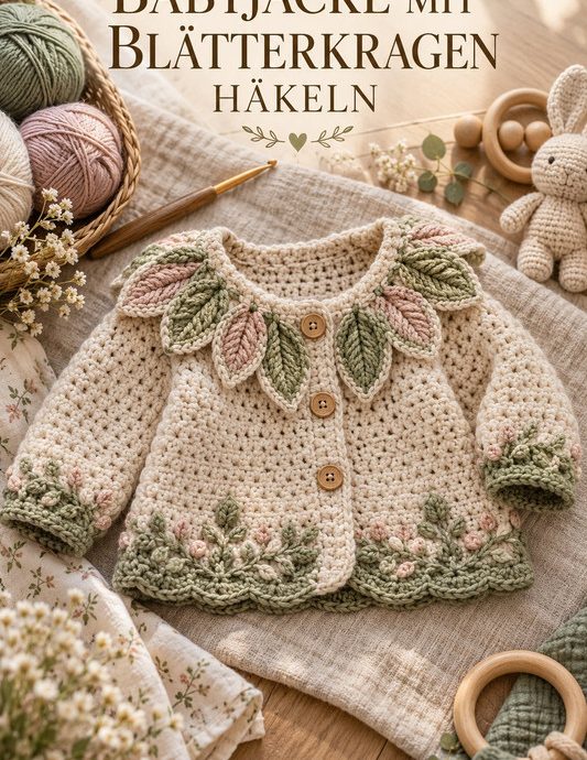 Babyjacke mit Blätterkragen häkeln