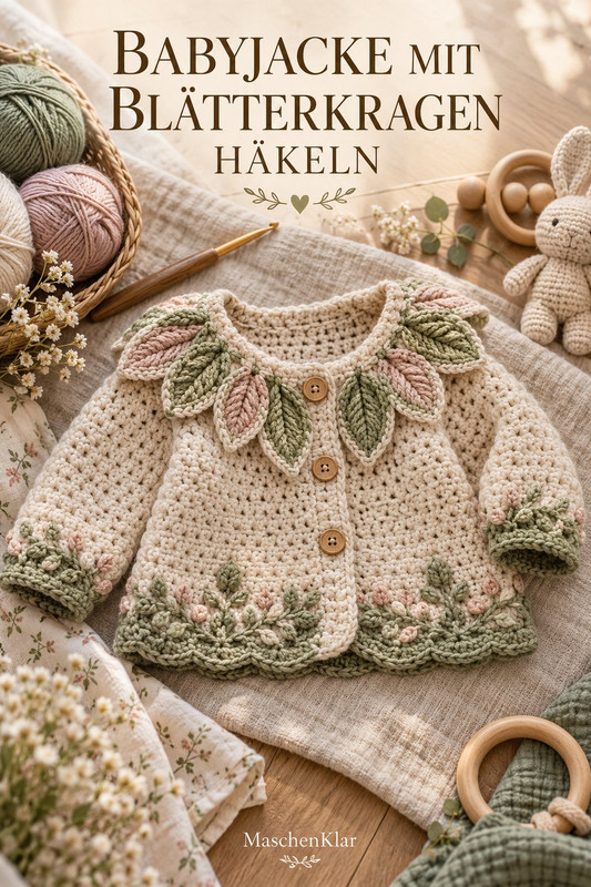 Babyjacke mit Blätterkragen häkeln