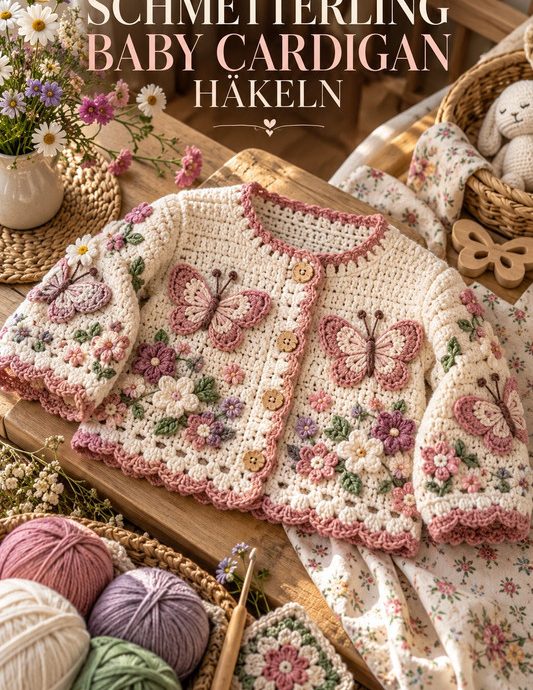 Schmetterling Baby Cardigan häkeln