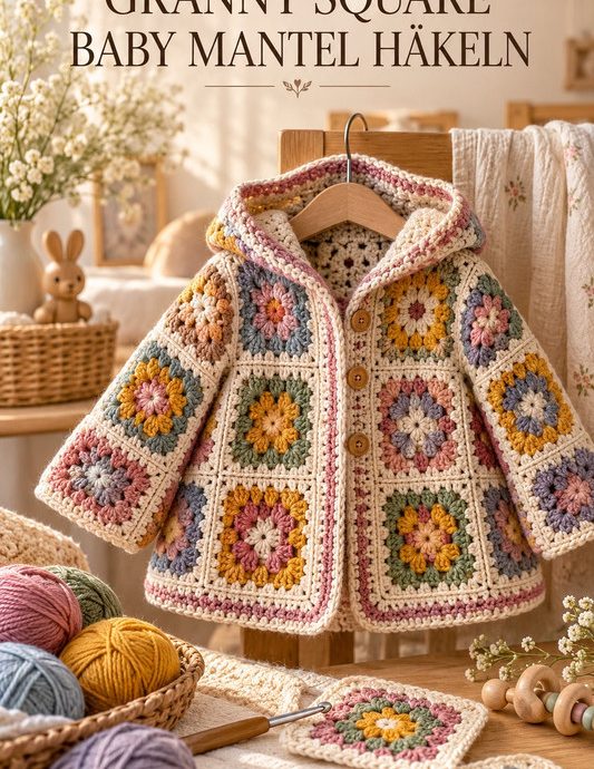 Granny Square Baby Mantel häkeln