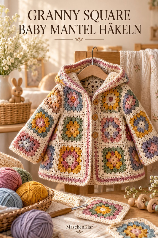 Granny Square Baby Mantel häkeln