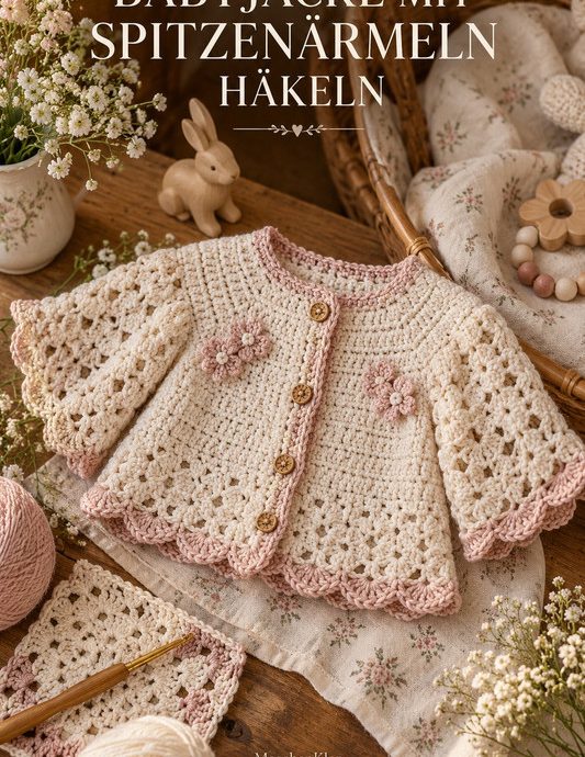 Babyjacke mit Spitzenärmeln häkeln