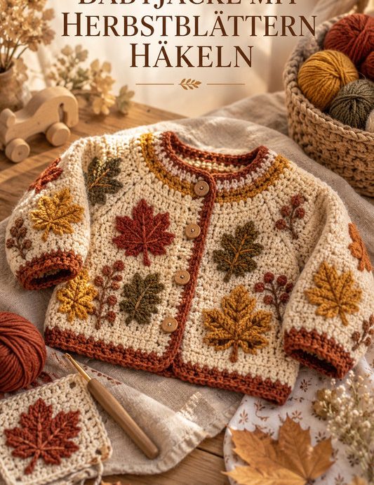 Babyjacke mit Herbstblättern häkeln