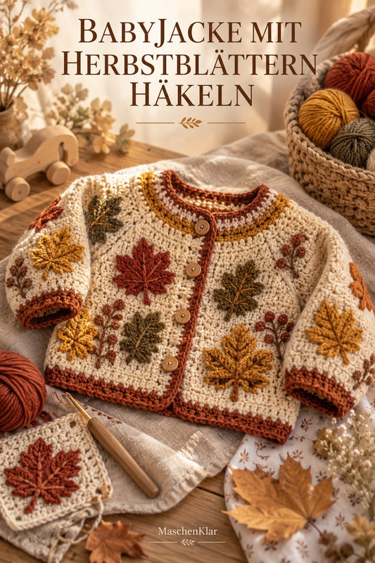 Babyjacke mit Herbstblättern häkeln