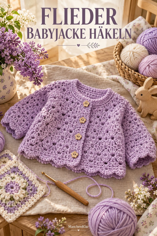 Flieder Babyjacke häkeln