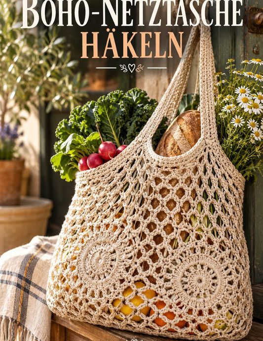 Boho-Netztasche häkeln