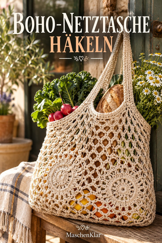 Boho-Netztasche häkeln