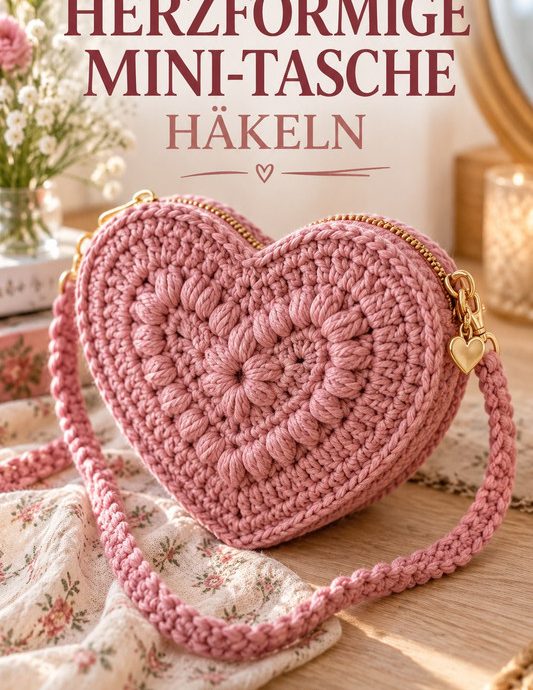 Herzförmige Mini-Tasche häkeln