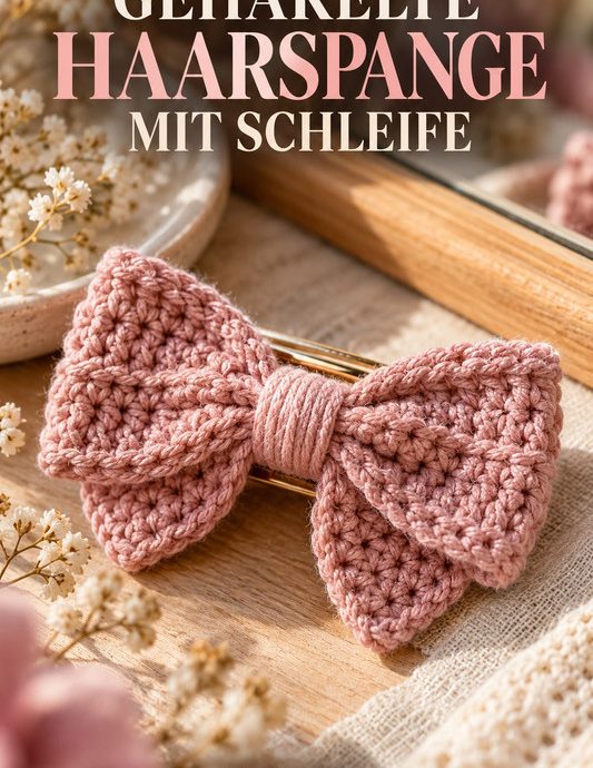 Gehäkelte Haarspange mit Schleife