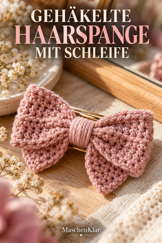 Gehäkelte Haarspange mit Schleife