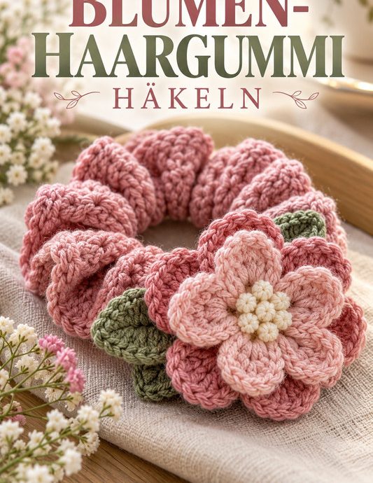 Blumen-Haargummi häkeln