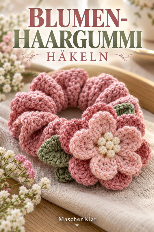 Blumen-Haargummi häkeln