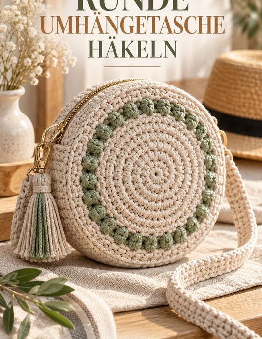 Runde Umhängetasche häkeln