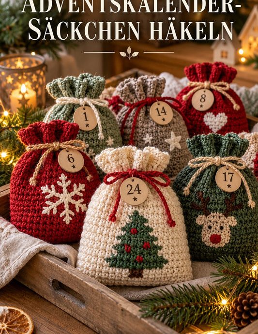 Adventskalender-Säckchen häkeln