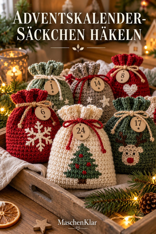 Adventskalender-Säckchen häkeln