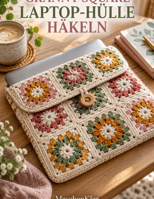 Granny Square Laptop-Hülle häkeln