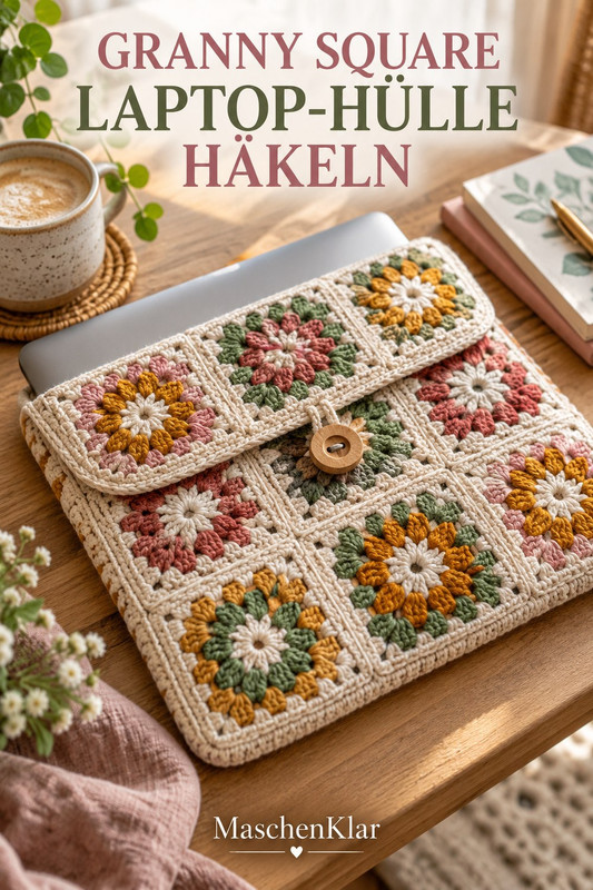 Granny Square Laptop-Hülle häkeln